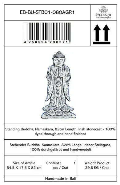 Artikelbild 4 des Artikels “Jagan - Stehender Buddha, Namaskara, 82cm H | Steinguss “