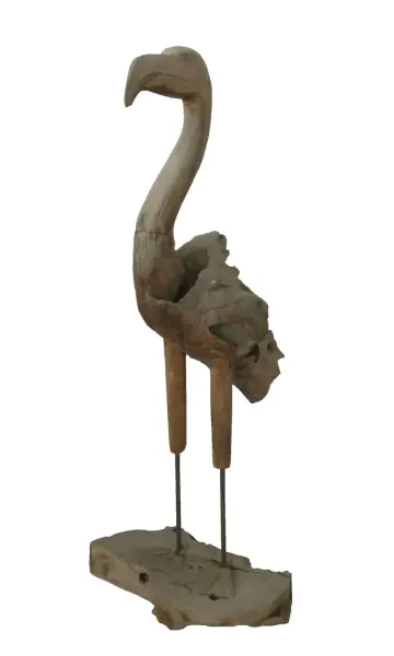 Artikelbild 4 des Artikels “Flamingo, aus Teakholz-Wurzelteilen gefertigt, ca. 1,11 mtr hoch. 2 Teile, Metallfüße. “