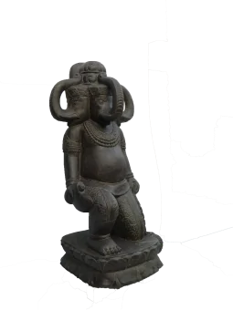 Artikelbild 4 des Artikels “Kniender Ganesha mit 3 Köpfen, 150cm Höhe. Eingefaerbt in der Farbe Antik-Finish “