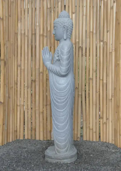 Artikelbild 4 des Artikels “Stehender Buddha aus Flussstein, Position Namaskara, H. 151cm. “
