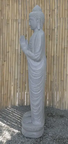 Artikelbild 4 des Artikels “Stehender Buddha aus Flussstein, Position Namaskara, H. 180cm. “