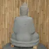 Product image 5 of the product “Seated Buddha made of Riverstone in Bhumisparsha - gesture of touching the earth, approx. 100cm height, natural ”