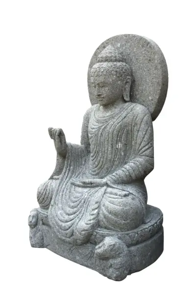 Artikelbild 5 des Artikels “Sitzender Buddha mit Umhang und Relief, indisch, 115 cm H “
