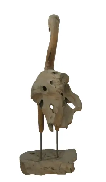 Artikelbild 5 des Artikels “Flamingo, aus Teakholz-Wurzelteilen gefertigt, ca. 1,11 mtr hoch. 2 Teile, Metallfüße. “