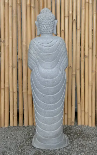 Artikelbild 5 des Artikels “Stehender Buddha aus Flussstein in Dharmachakra-Position - Geste des Rades der Dharma-Lehre. Ungefähr 122cm Höhe “