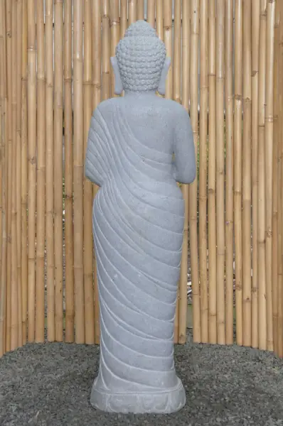 Artikelbild 5 des Artikels “Stehender Buddha aus Flussstein, Position Namaskara, H. 149 cm. “