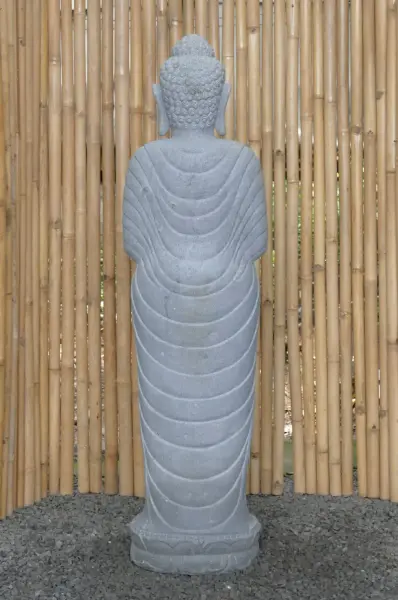 Artikelbild 5 des Artikels “Stehender Buddha aus Flussstein in Dharmachakra-Position - Geste des Rades der Dharma-Lehre. Ungefähr 151cm Höhe “