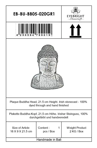 Artikelbild 6 des Artikels “Plakette Buddha Kopf, 21,5cm Höhe | Steinguss “