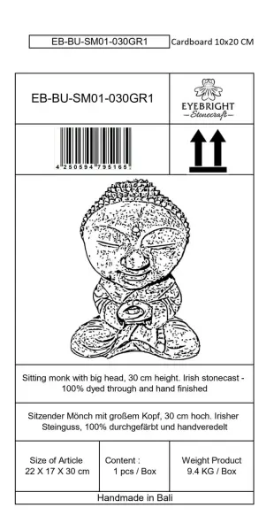 Artikelbild 6 des Artikels “Nima - Sitzender Mönch mit großem Kopf, 30 cm H | Steinguss “