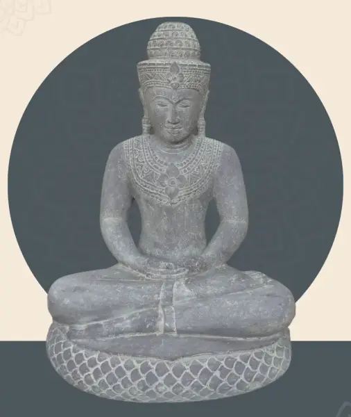 Artikelbild 6 des Artikels “Sitzender Buddha, Khmer-Stil, 71 cm Höhe, Flussstein “