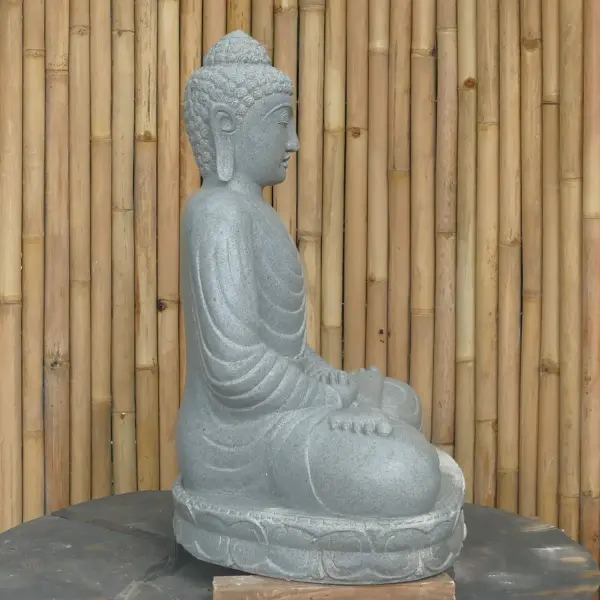 Artikelbild 6 des Artikels “Sitzender Buddha aus Riverstone in Dhyana-Stellung - Geste der Meditation, H. 80cm. “