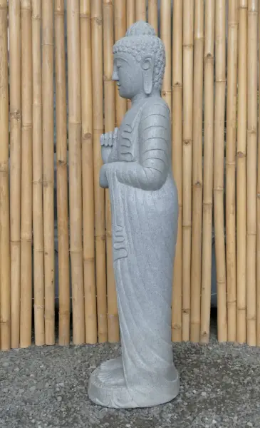 Artikelbild 6 des Artikels “Stehender Buddha aus Flussstein in Dharmachakra-Position - Geste des Rades der Dharma-Lehre. Ungefähr 122cm Höhe “