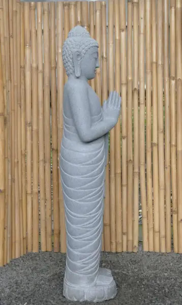 Artikelbild 6 des Artikels “Stehender Buddha aus Flussstein, Position Namaskara, H. 149 cm. “