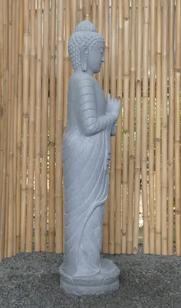 Artikelbild 6 des Artikels “Stehender Buddha aus Flussstein in Dharmachakra-Position - Geste des Rades der Dharma-Lehre. Ungefähr 151cm Höhe “