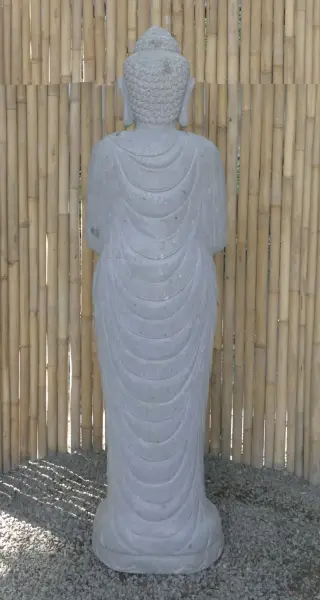 Artikelbild 6 des Artikels “Stehender Buddha aus Flussstein, Position Namaskara, H. 180cm. “