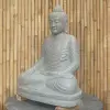 Product image 7 of the product “Seated Buddha made of Riverstone in Bhumisparsha - gesture of touching the earth, approx. 100cm height, natural ”