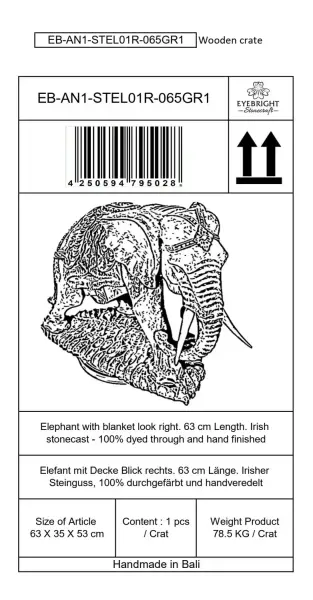 Artikelbild 7 des Artikels “Avan - Elefant mit Decke, Blick rechts, 63 cm L | Steinguss “