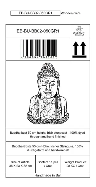 Artikelbild 7 des Artikels “Naufal - Buddha Büste, 50 cm H | Steinguss “