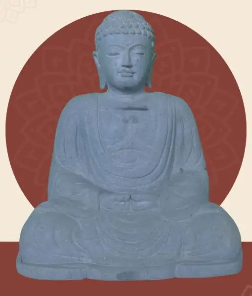 Artikelbild 7 des Artikels “Sitzender japanischer Buddha aus Flussstein in Dhyana-Stellung - Geste der Meditation, H. 78cm “