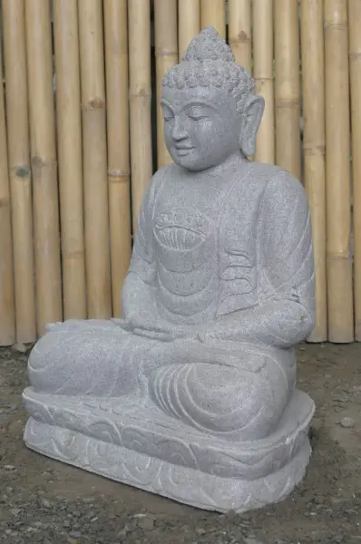 Artikelbild 7 des Artikels “Sitzender Buddha aus Riverstone in Dhyana-Stellung - Geste der Meditation, 60cm hoch, naturbelassen “