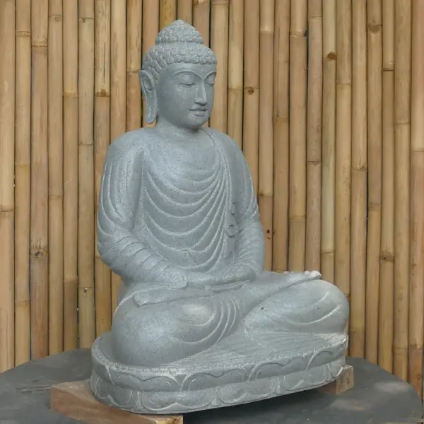 Artikelbild 7 des Artikels “Sitzender Buddha aus Riverstone in Dhyana-Stellung - Geste der Meditation, H. 80cm. “
