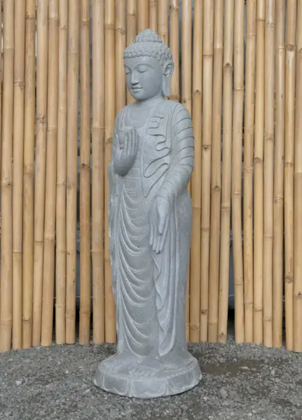 Artikelbild 7 des Artikels “Stehender Buddha mit Lotusblüte, ca. 124 cm H “
