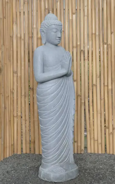 Artikelbild 7 des Artikels “Stehender Buddha aus Flussstein, Position Namaskara, H. 149 cm. “