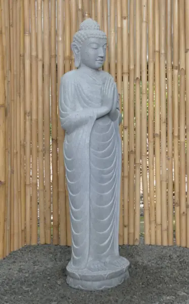 Artikelbild 7 des Artikels “Stehender Buddha aus Flussstein, Position Namaskara, H. 153cm. “