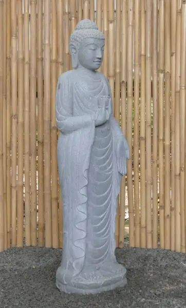 Artikelbild 7 des Artikels “Stehender Buddha mit Lotusblume, ca. 151 cm H “