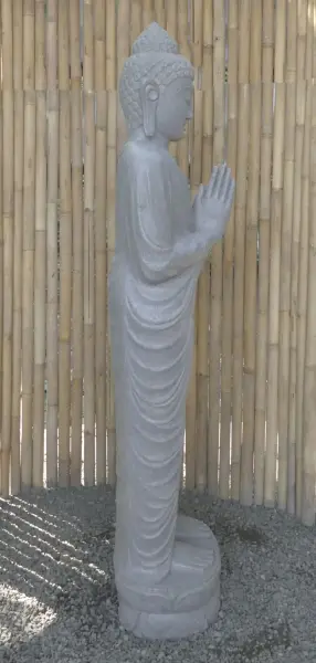 Artikelbild 7 des Artikels “Stehender Buddha aus Flussstein, Position Namaskara, H. 180cm. “