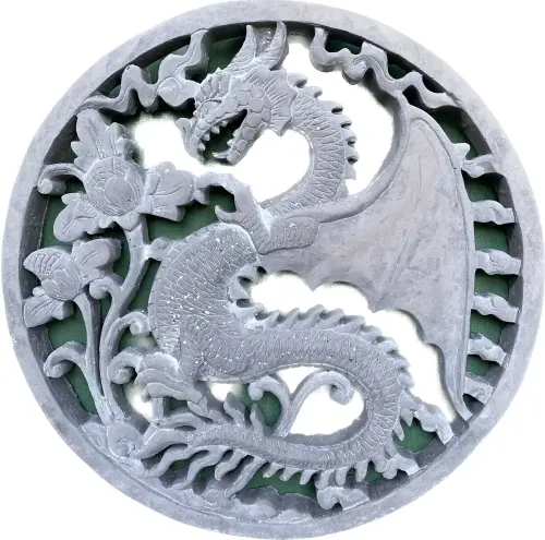 Artikelbild des Artikels “Eldur - Plaque - Drache, Ø 30cm | Steinguss “